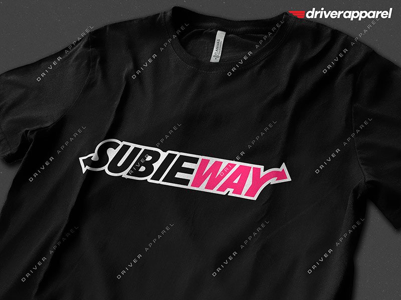 Subaru Subieway Shirt - Styled like Subway logo with STi colors