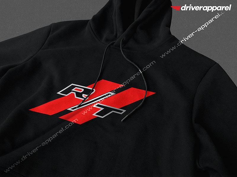 Dodge RT Hoodie, featuring the RT emblem on a black hoodie.