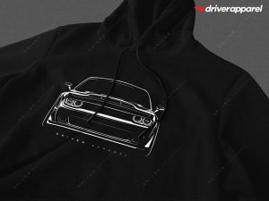 Dodge Challenger Hellcat/Demon on a black hoodie.