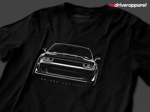 Dodge Challenger Hellcat/Demon on a black t-shirt.